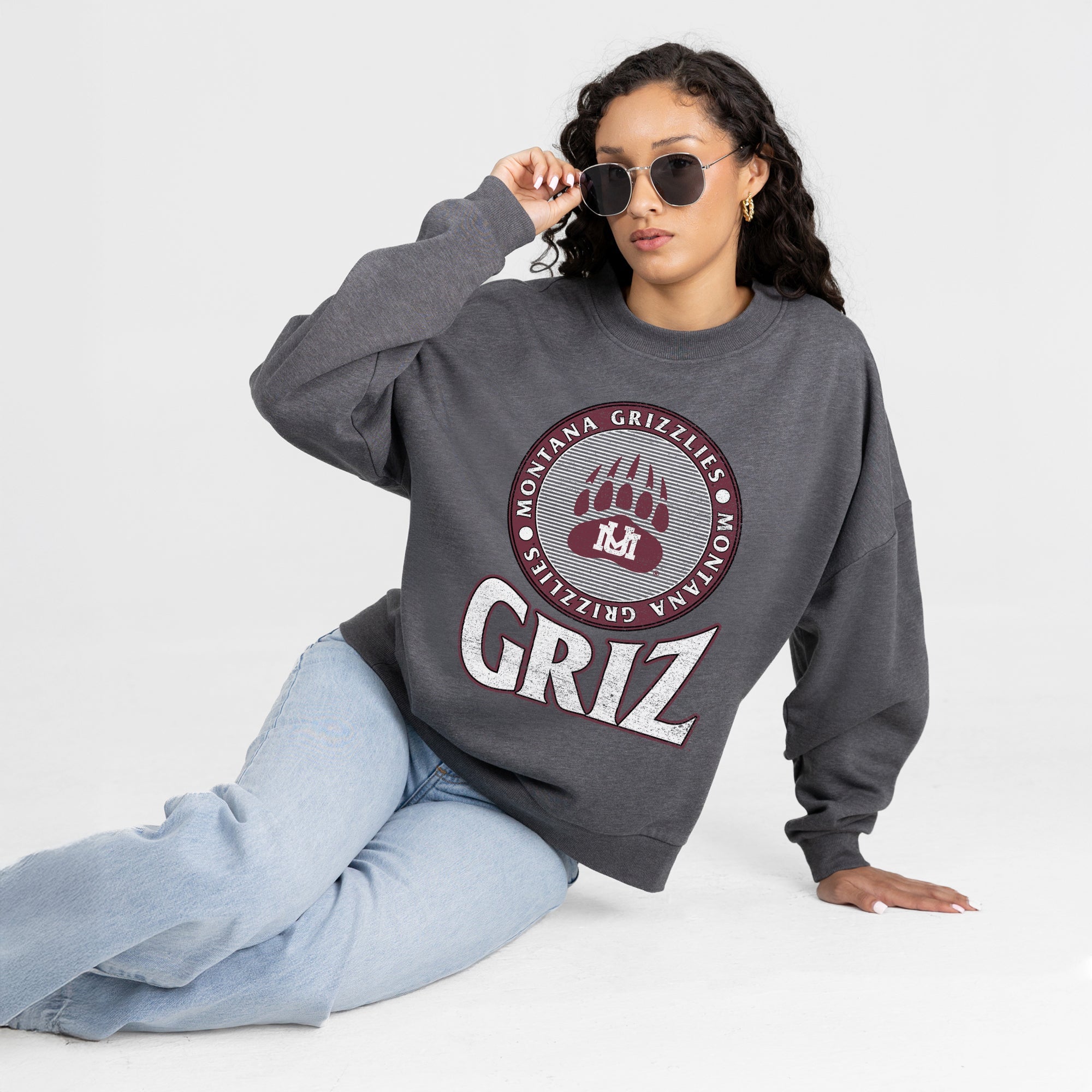 MONTANA GRIZZLIES SATURDAY SEAL PREMIUM FLEECE DROP SHOULDER CREWNECK PULLOVER