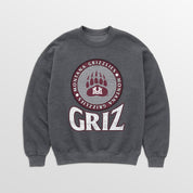 MONTANA GRIZZLIES SATURDAY SEAL PREMIUM FLEECE DROP SHOULDER CREWNECK PULLOVER
