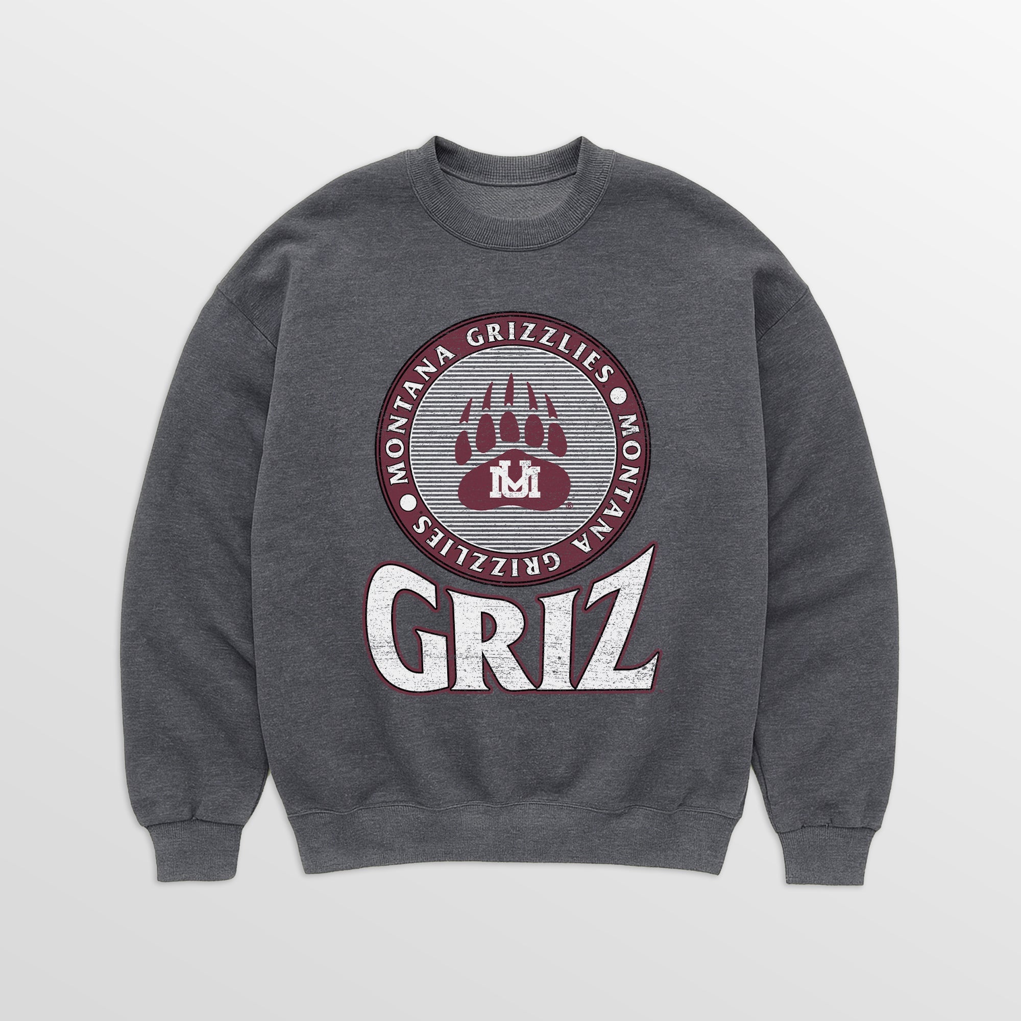 MONTANA GRIZZLIES SATURDAY SEAL PREMIUM FLEECE DROP SHOULDER CREWNECK PULLOVER