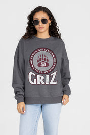 MONTANA GRIZZLIES SATURDAY SEAL PREMIUM FLEECE DROP SHOULDER CREWNECK PULLOVER