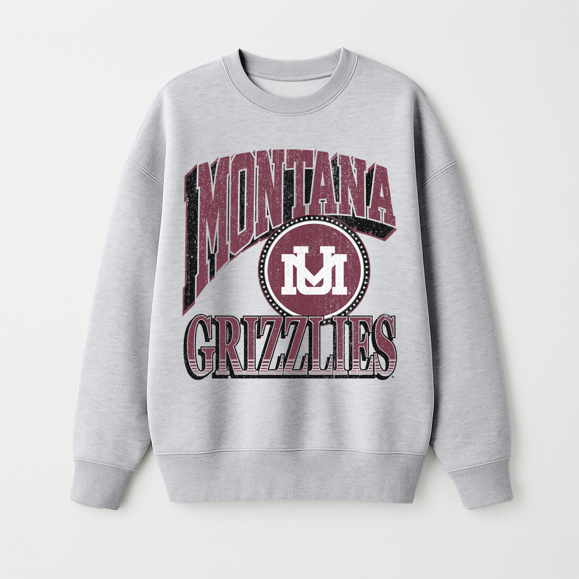 MONTANA GRIZZLIES GAME ON PREMIUM FLEECE DROP SHOULDER CREWNECK PULLOVER