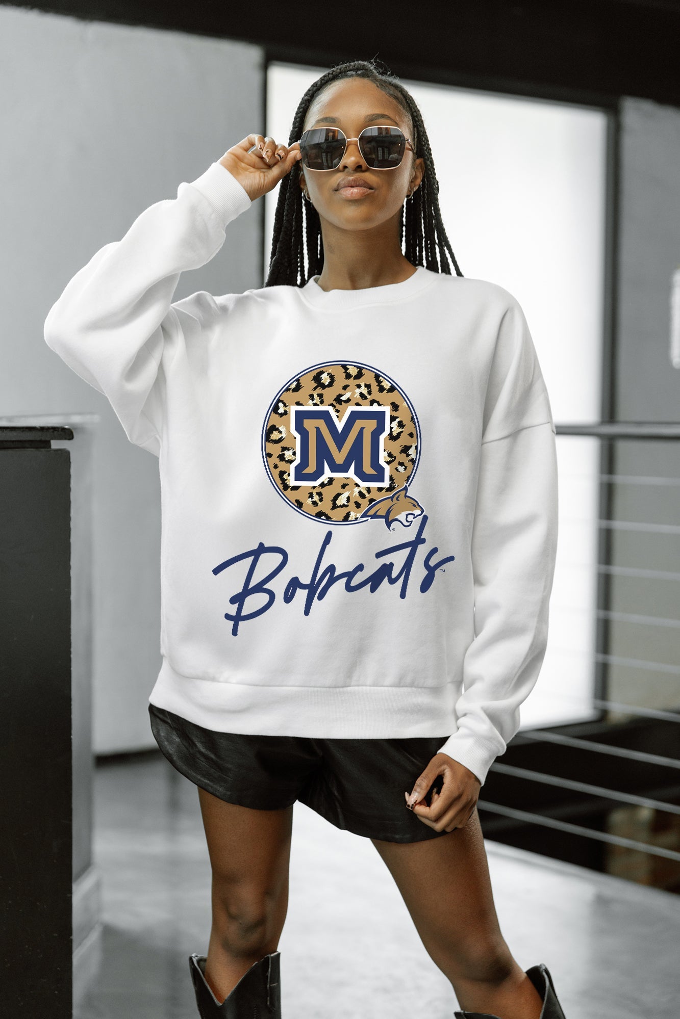 MONTANA STATE BOBCATS WILD BREAKTHROUGH PREMIUM FLEECE CREWNECK PULLOVER