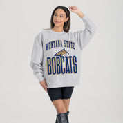 MONTANA STATE BOBCATS FIERCE FOCUS PREMIUM FLEECE DROP SHOULDER CREWNECK PULLOVER