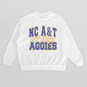 NORTH CAROLINA A&T STATE AGGIES FADED FORMATION PREMIUM FLEECE DROP SHOULDER CREWNECK PULLOVER