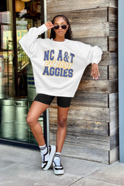NORTH CAROLINA A&T STATE AGGIES FADED FORMATION PREMIUM FLEECE DROP SHOULDER CREWNECK PULLOVER