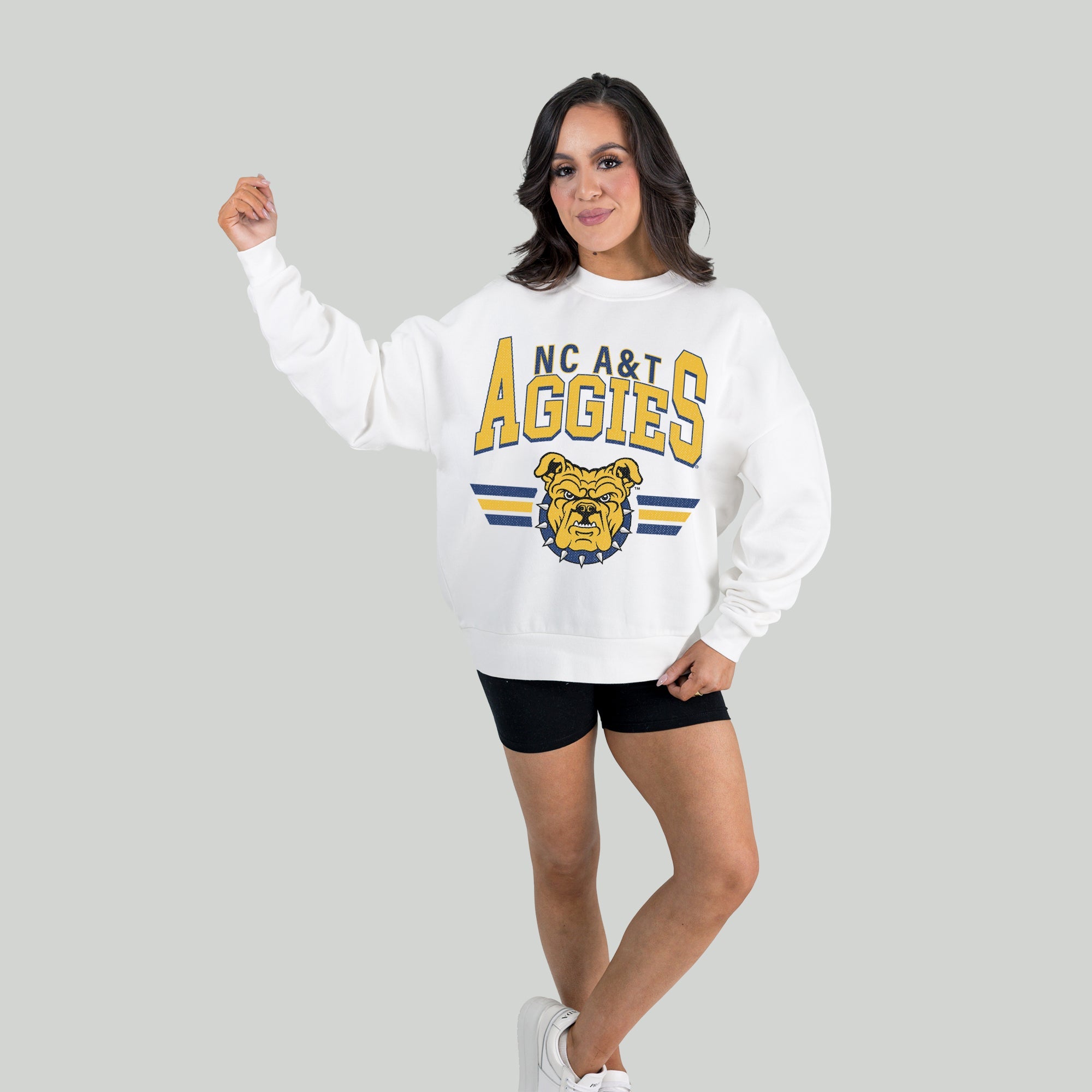 NORTH CAROLINA A&T STATE AGGIES SWIFT STRIKE PREMIUM FLEECE DROP SHOULDER CREWNECK PULLOVER