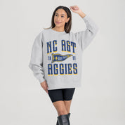 NORTH CAROLINA A&T STATE AGGIES PENNANT PRIDE PREMIUM FLEECE DROP SHOULDER CREWNECK PULLOVER