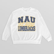 NORTHERN ARIZONA LUMBERJACKS FADED FORMATION PREMIUM FLEECE DROP SHOULDER CREWNECK PULLOVER
