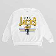 NORTHERN ARIZONA LUMBERJACKS SWIFT STRIKE PREMIUM FLEECE DROP SHOULDER CREWNECK PULLOVER