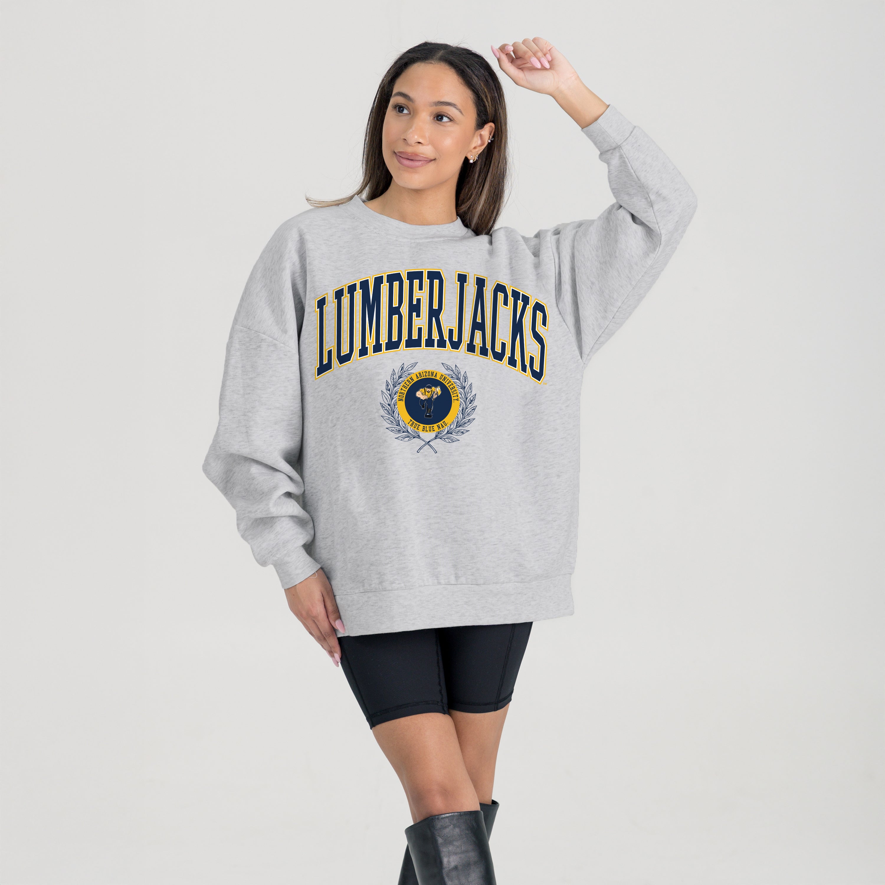 NORTHERN ARIZONA LUMBERJACKS TRADITION REFINED PREMIUM FLEECE CREWNECK PULLOVER