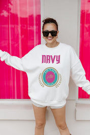 US NAVY MIDSHIPMEN GOAL GETTER PREMIUM FLEECE DROP SHOULDER CREWNECK PULLOVER