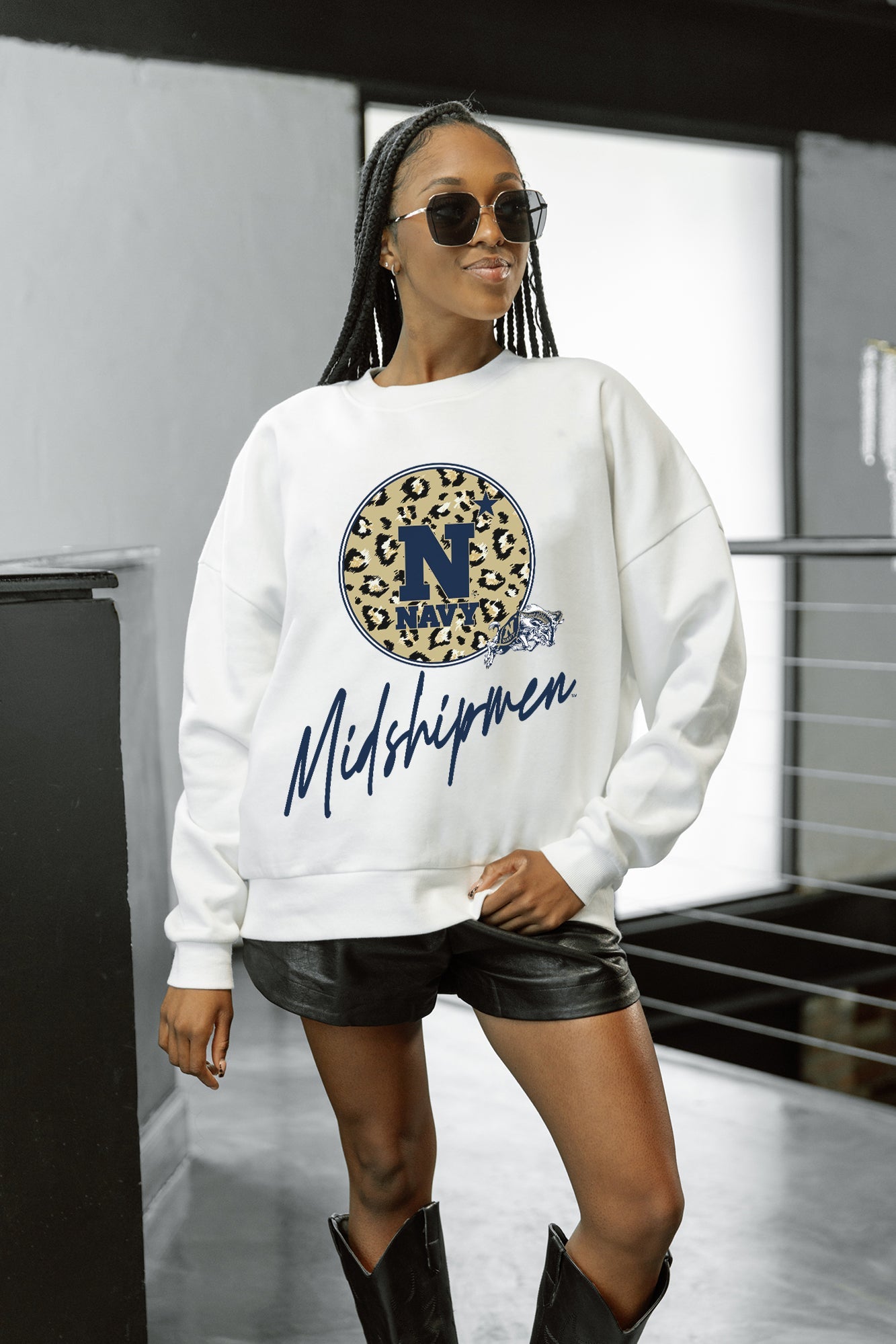 US NAVY MIDSHIPMEN WILD BREAKTHROUGH PREMIUM FLEECE CREWNECK PULLOVER