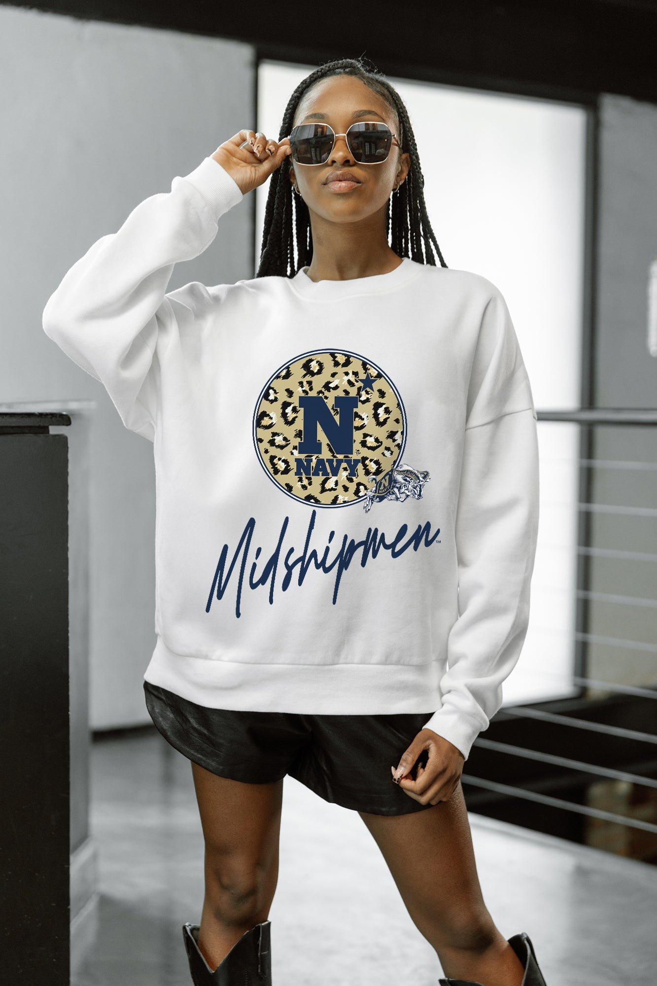 US NAVY MIDSHIPMEN WILD BREAKTHROUGH PREMIUM FLEECE CREWNECK PULLOVER