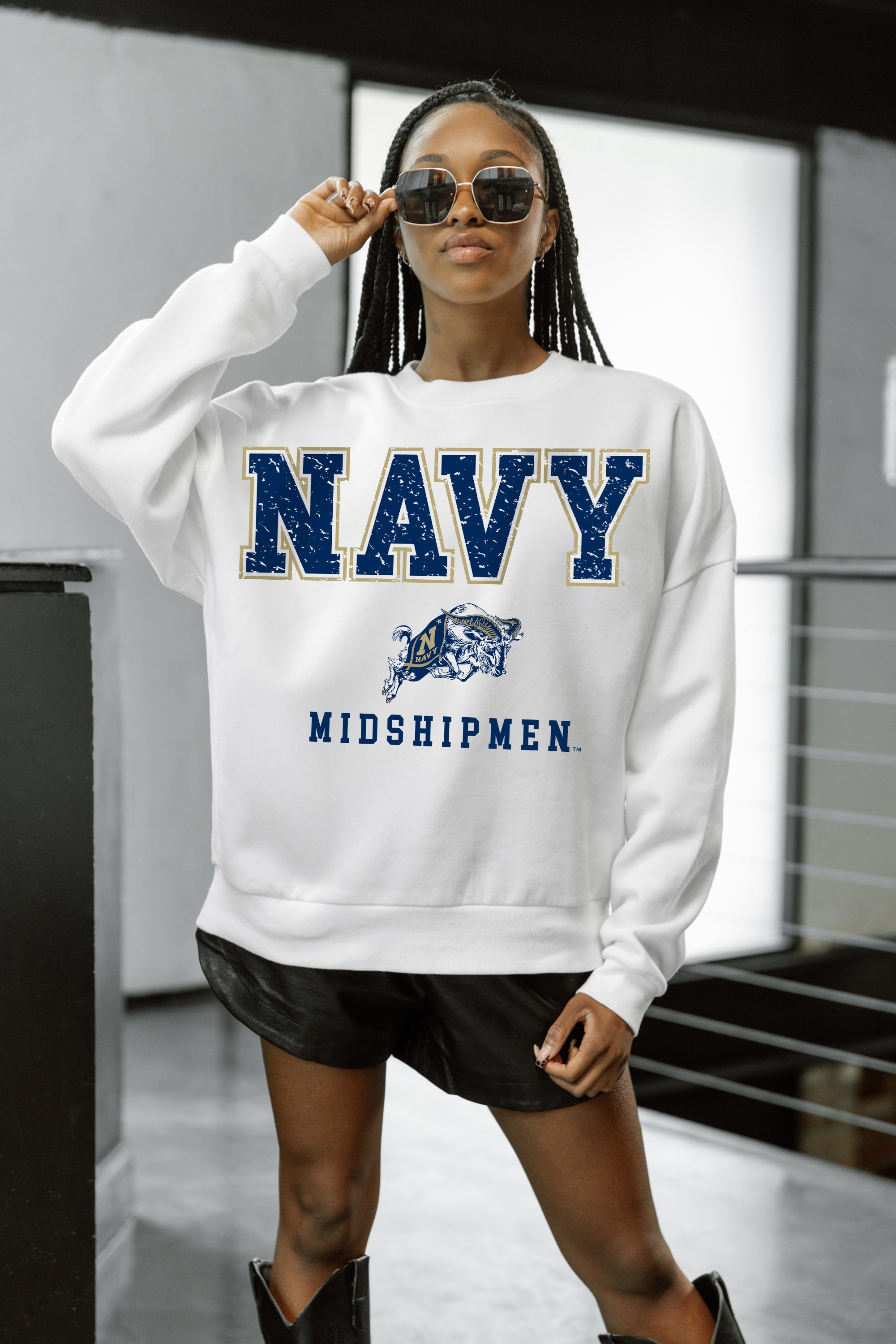 US NAVY MIDSHIPMEN FREESTYLE PREMIUM FLEECE CREWNECK PULLOVER