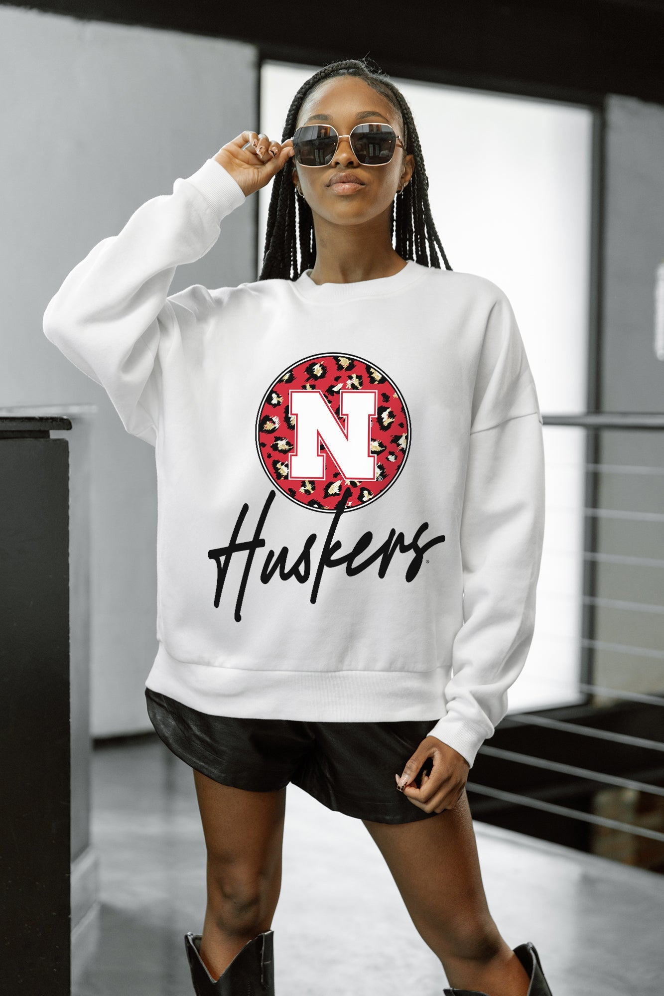 NEBRASKA CORNHUSKERS WILD BREAKTHROUGH PREMIUM FLEECE CREWNECK PULLOVER