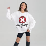 NEBRASKA CORNHUSKERS WILD BREAKTHROUGH PREMIUM FLEECE CREWNECK PULLOVER