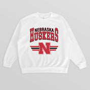 NEBRASKA CORNHUSKERS SWIFT STRIKE PREMIUM FLEECE DROP SHOULDER CREWNECK PULLOVER