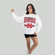 NEBRASKA CORNHUSKERS SWIFT STRIKE PREMIUM FLEECE DROP SHOULDER CREWNECK PULLOVER