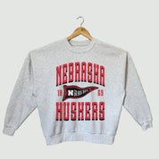 NEBRASKA CORNHUSKERS PENNANT PRIDE PREMIUM FLEECE DROP SHOULDER CREWNECK PULLOVER