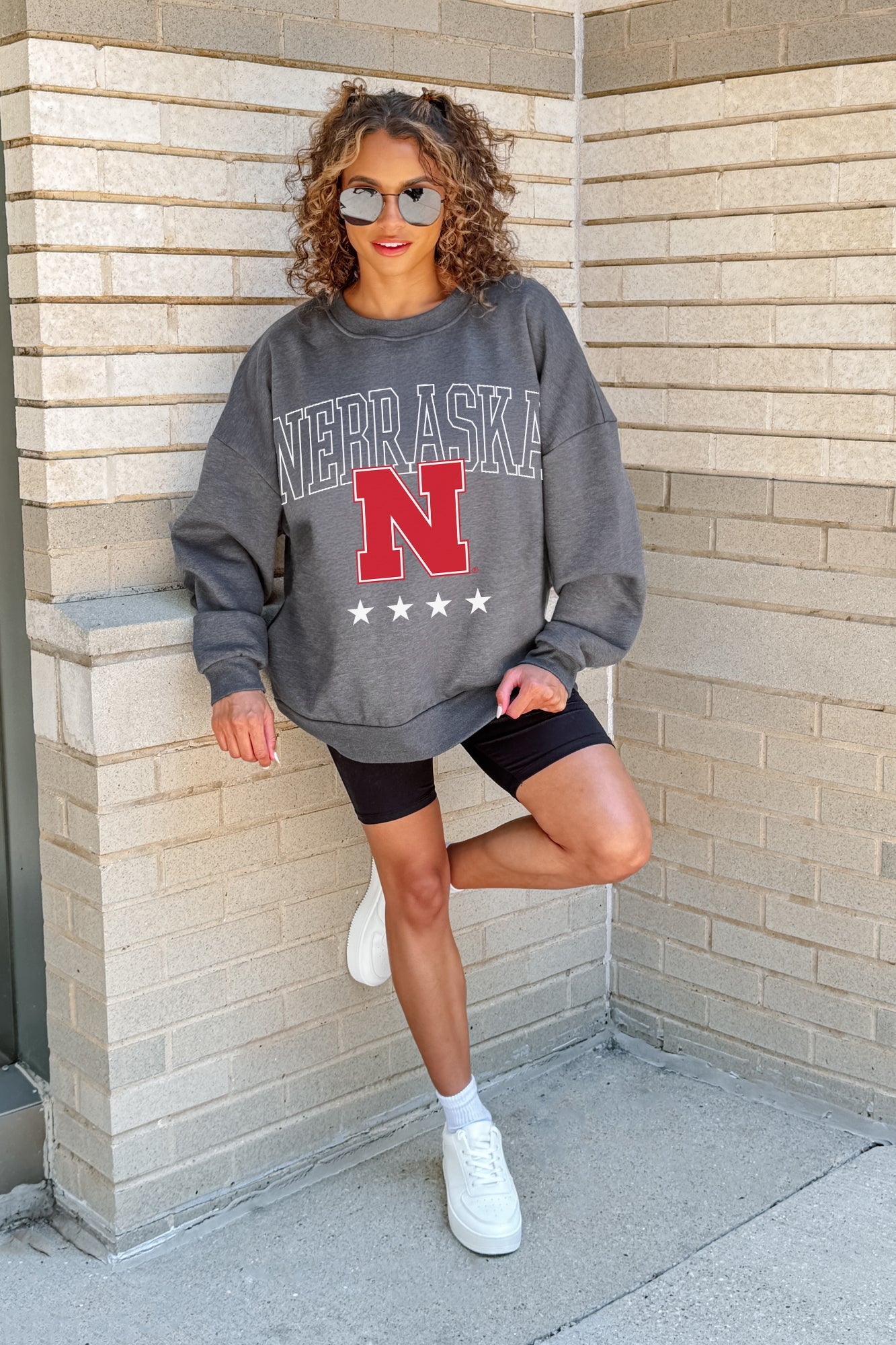 NEBRASKA CORNHUSKERS RISING STAR PREMIUM FLEECE CREWNECK PULLOVER