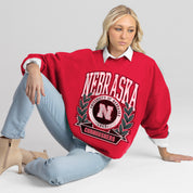 NEBRASKA CORNHUSKERS CLASSIC ARCHIVES PREMIUM DROP SHOULDER FLEECE CREWNECK PULLOVER
