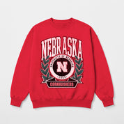 NEBRASKA CORNHUSKERS CLASSIC ARCHIVES PREMIUM DROP SHOULDER FLEECE CREWNECK PULLOVER