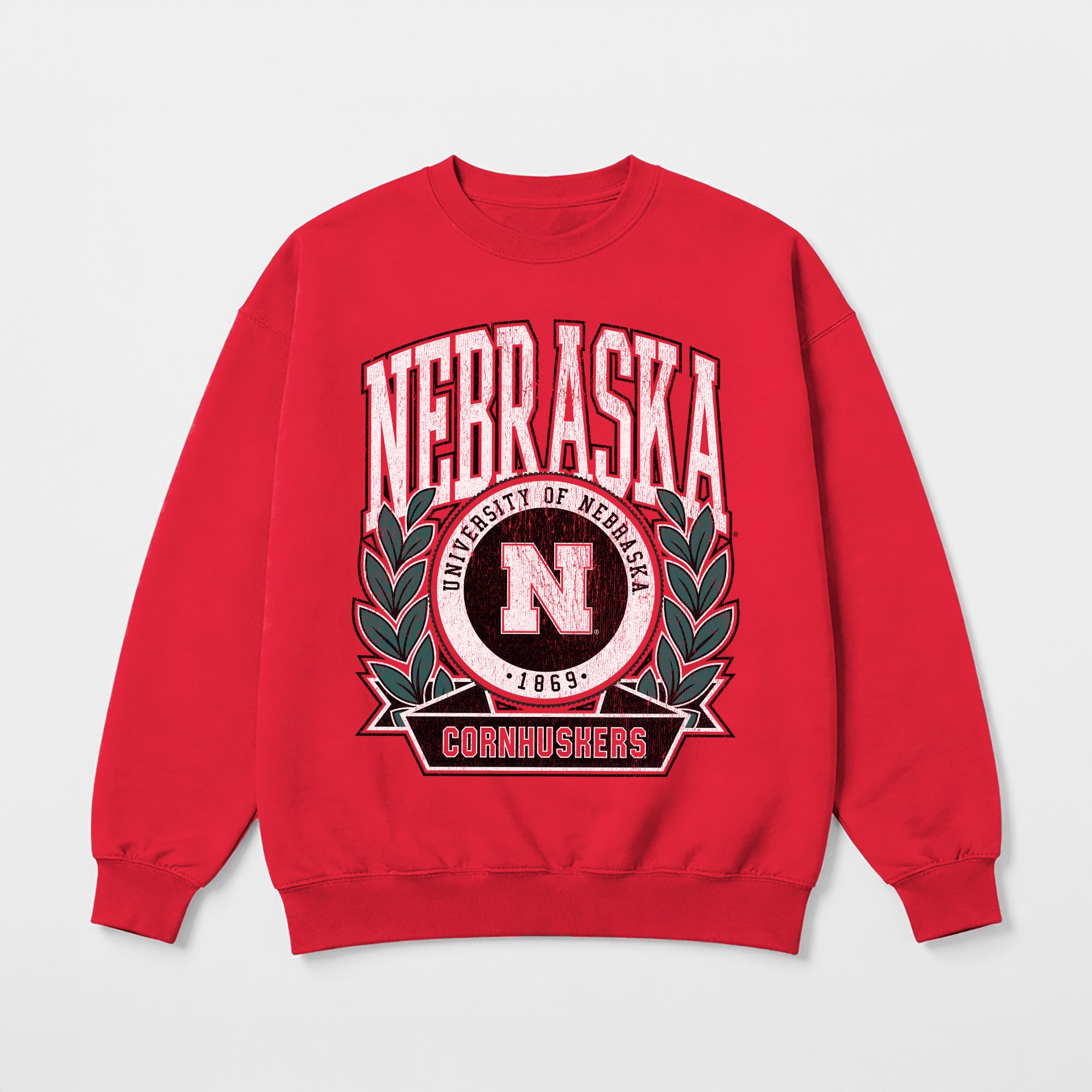 NEBRASKA CORNHUSKERS CLASSIC ARCHIVES PREMIUM DROP SHOULDER FLEECE CREWNECK PULLOVER