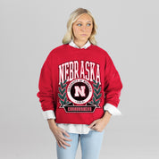 NEBRASKA CORNHUSKERS CLASSIC ARCHIVES PREMIUM DROP SHOULDER FLEECE CREWNECK PULLOVER