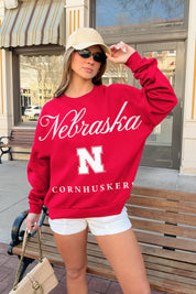 NEBRASKA CORNHUSKERS LEGACY CLUB PREMIUM FLEECE DROP SHOULDER CREWNECK PULLOVER