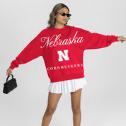 NEBRASKA CORNHUSKERS LEGACY CLUB PREMIUM FLEECE DROP SHOULDER CREWNECK PULLOVER