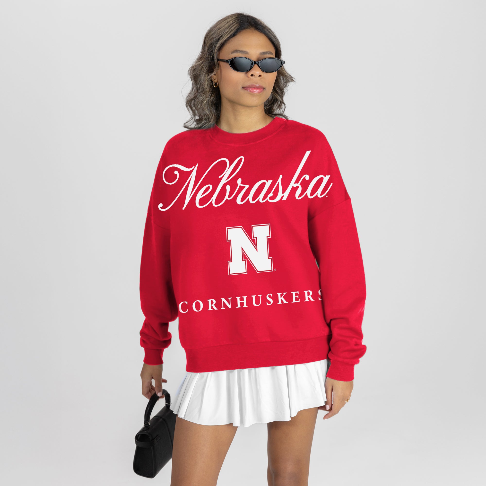 NEBRASKA CORNHUSKERS LEGACY CLUB PREMIUM FLEECE DROP SHOULDER CREWNECK PULLOVER