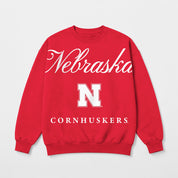 NEBRASKA CORNHUSKERS LEGACY CLUB PREMIUM FLEECE DROP SHOULDER CREWNECK PULLOVER