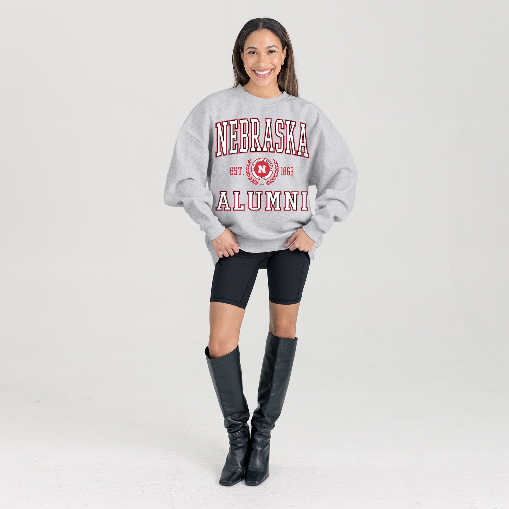 NEBRASKA CORNHUSKERS DEGREE UNLOCKED PREMIUM DROP SHOULDER FLEECE CREWNECK PULLOVER