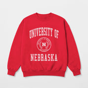 NEBRASKA CORNHUSKERS PRIME PLAY PREMIUM FLEECE DROP SHOULDER CREWNECK PULLOVER