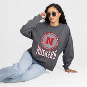 NEBRASKA CORNHUSKERS SATURDAY SEAL PREMIUM FLEECE DROP SHOULDER CREWNECK PULLOVER