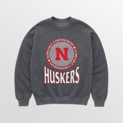 NEBRASKA CORNHUSKERS SATURDAY SEAL PREMIUM FLEECE DROP SHOULDER CREWNECK PULLOVER