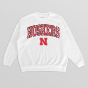 NEBRASKA CORNHUSKERS SWEET PLAY PREMIUM FLEECE DROP SHOULDER CREWNECK PULLOVER