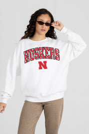 NEBRASKA CORNHUSKERS SWEET PLAY PREMIUM FLEECE DROP SHOULDER CREWNECK PULLOVER