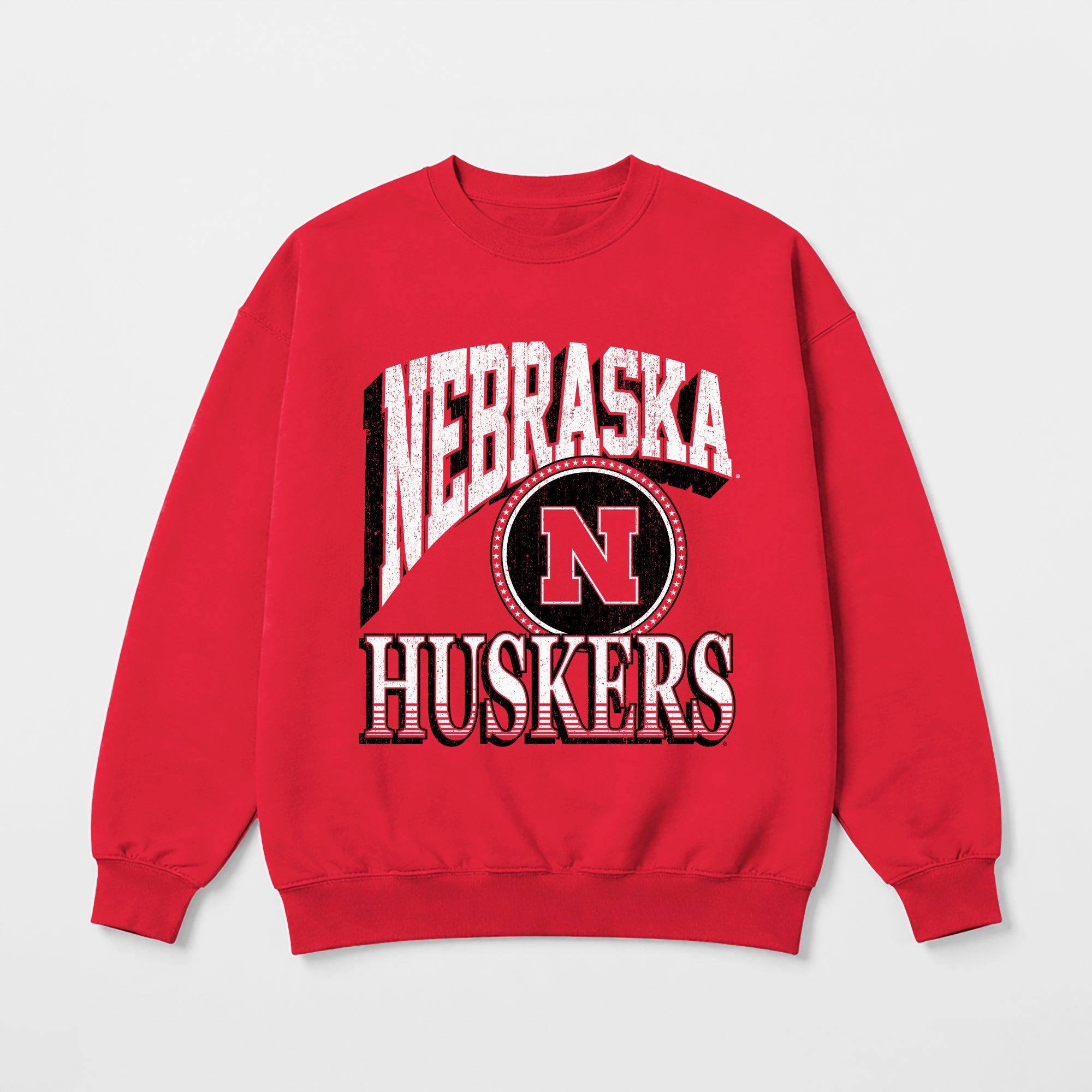 NEBRASKA CORNHUSKERS MAIN CHARACTER PREMIUM FLEECE DROP SHOULDER CREWNECK PULLOVER