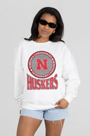 NEBRASKA CORNHUSKERS ENDZONE PREMIUM FLEECE DROP SHOULDER CREWNECK PULLOVER
