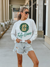 Ash Grey Charlotte 49ers Going Wild Drop-Shoulder Fleece Pullover - Back View On-Model | Gameday Couture - SOHO