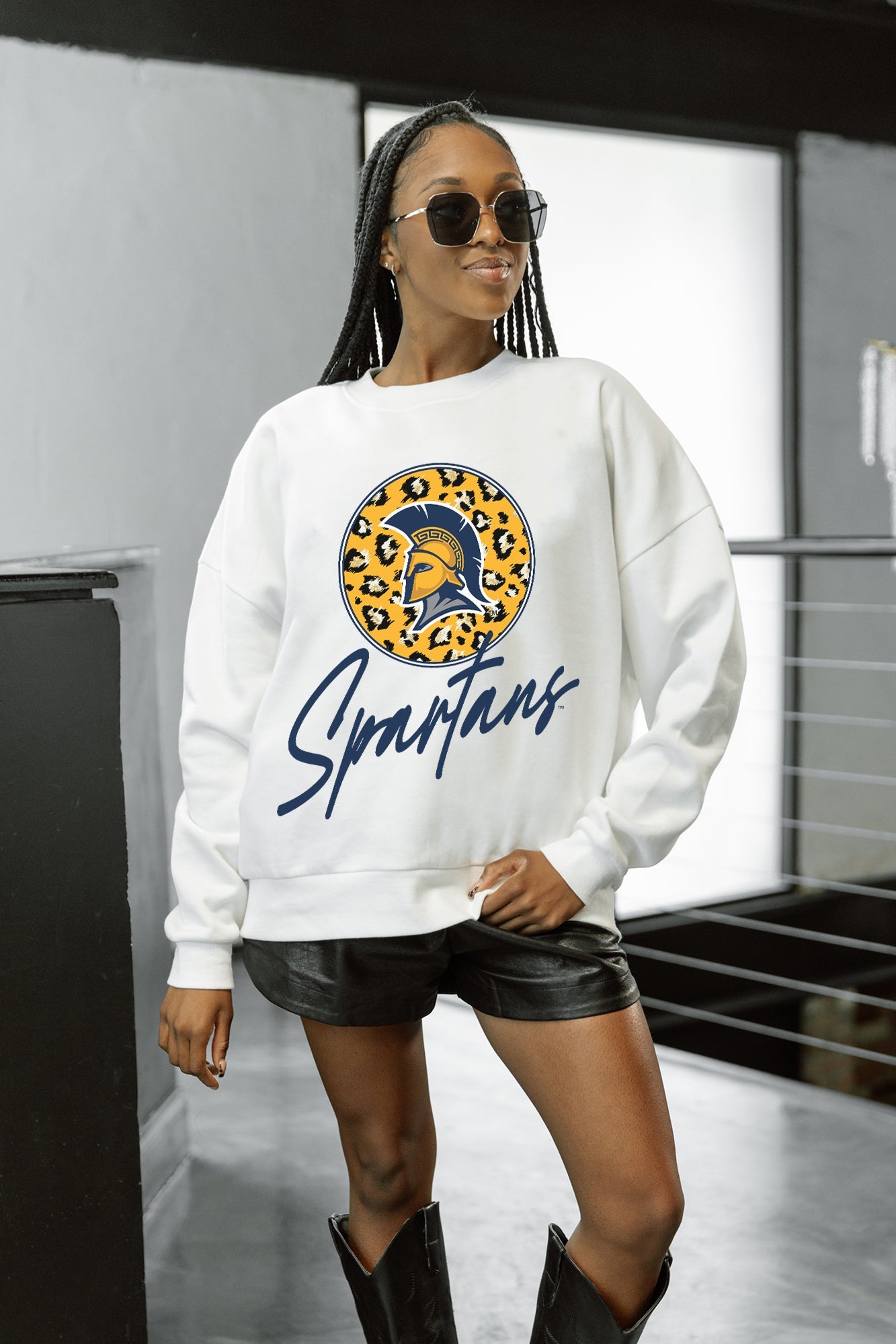 UNC GREENSBORO SPARTANS WILD BREAKTHROUGH PREMIUM FLEECE CREWNECK PULLOVER