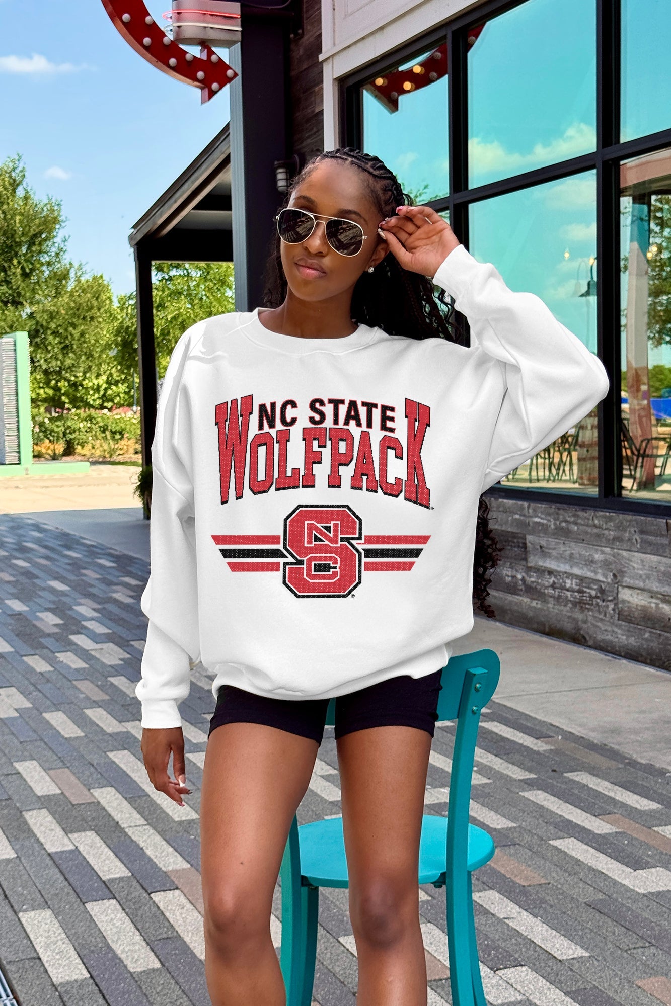 NORTH CAROLINA STATE WOLFPACK SWIFT STRIKE PREMIUM FLEECE DROP SHOULDER CREWNECK PULLOVER