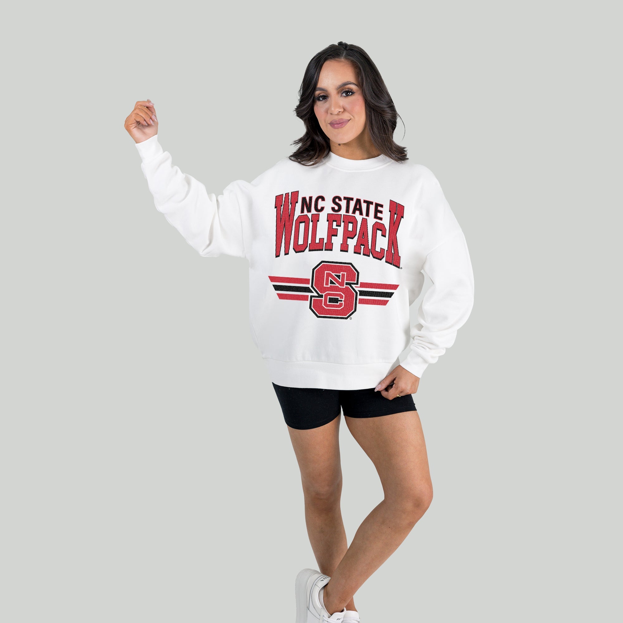 NORTH CAROLINA STATE WOLFPACK SWIFT STRIKE PREMIUM FLEECE DROP SHOULDER CREWNECK PULLOVER