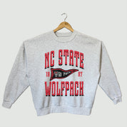 NORTH CAROLINA STATE WOLFPACK PENNANT PRIDE PREMIUM FLEECE DROP SHOULDER CREWNECK PULLOVER