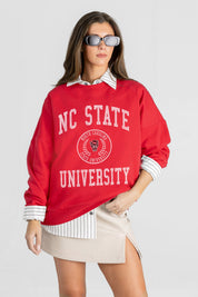 NORTH CAROLINA STATE WOLFPACK PRIME PLAY PREMIUM FLEECE DROP SHOULDER CREWNECK PULLOVER