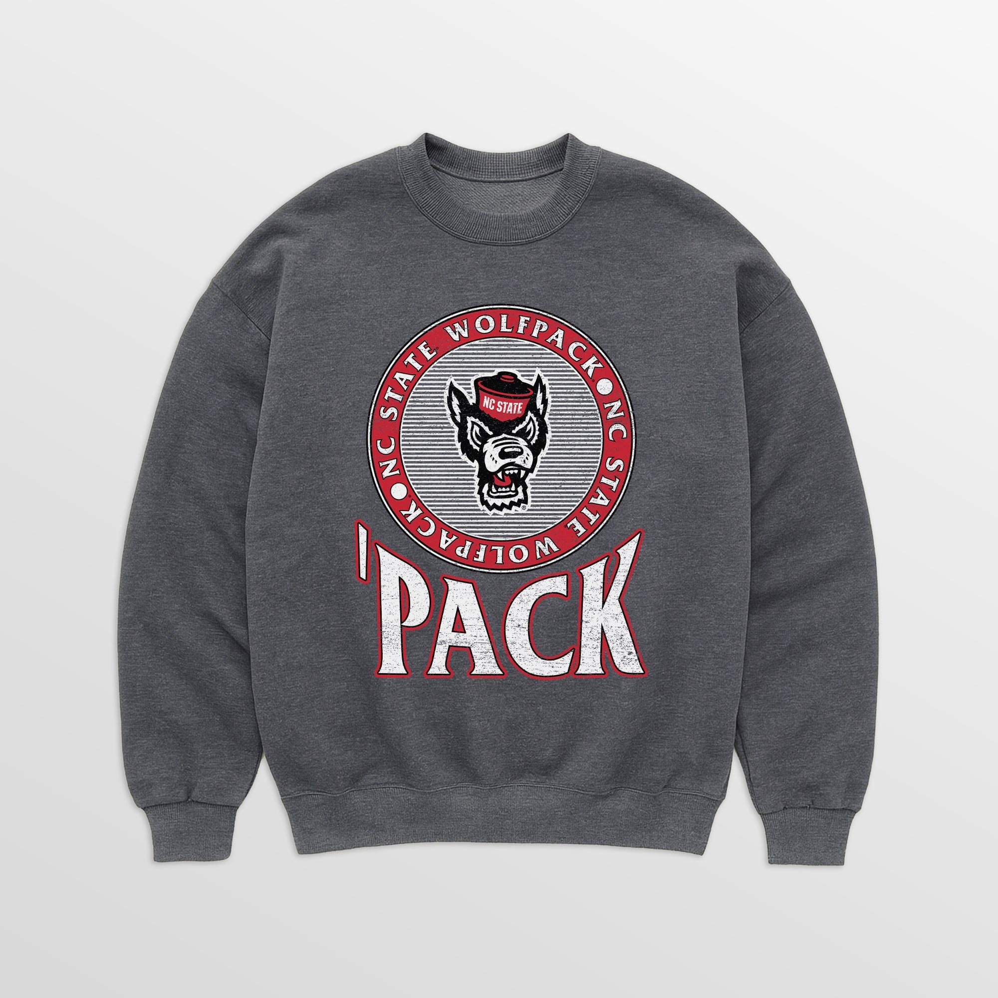 NORTH CAROLINA STATE WOLFPACK SATURDAY SEAL PREMIUM FLEECE DROP SHOULDER CREWNECK PULLOVER