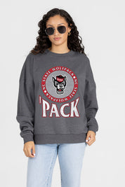NORTH CAROLINA STATE WOLFPACK SATURDAY SEAL PREMIUM FLEECE DROP SHOULDER CREWNECK PULLOVER