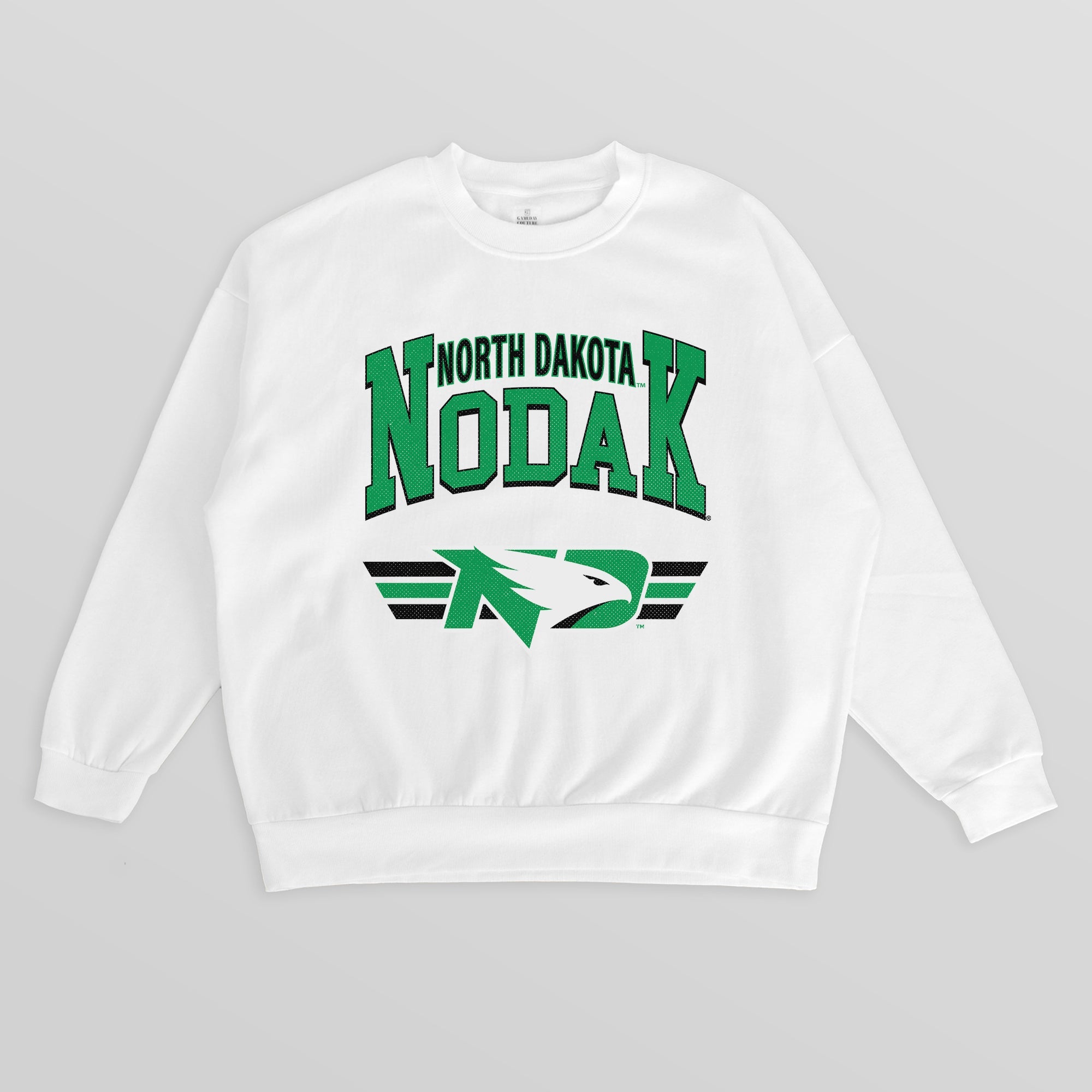 NORTH DAKOTA FIGHTING HAWKS SWIFT STRIKE PREMIUM FLEECE DROP SHOULDER CREWNECK PULLOVER