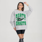 NORTH DAKOTA FIGHTING HAWKS PENNANT PRIDE PREMIUM FLEECE DROP SHOULDER CREWNECK PULLOVER